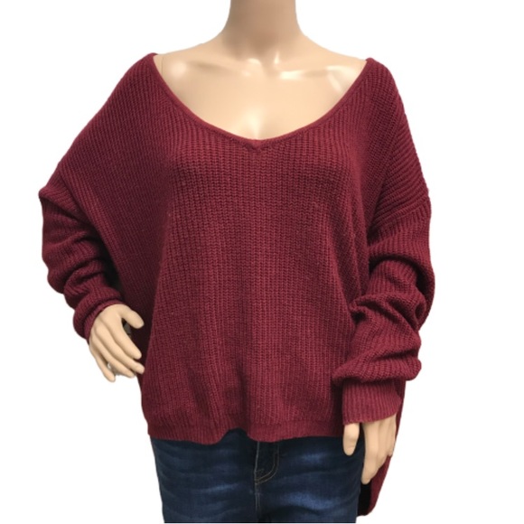 oliviaceous Sweaters - Red high low sweater